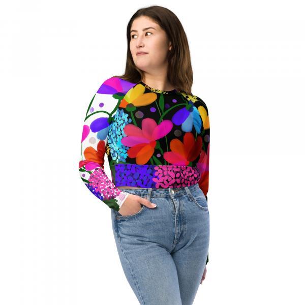 Floral Recycled long-sleeve crop top